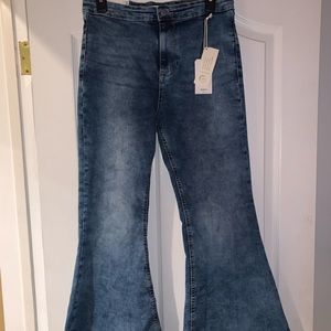 Forever 21 Dark Denim Faded Extra Flared Jeans